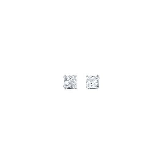 14K White Gold 3mm Square CZ Stud Earrings