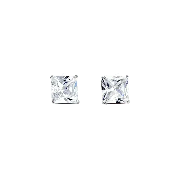 14K White Gold Square 6mm CZ Stud Earrings