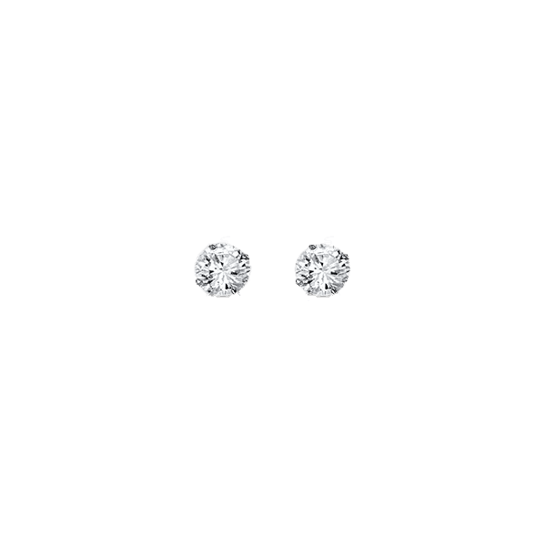 14K White Gold 4mm Round CZ Stud Earrings