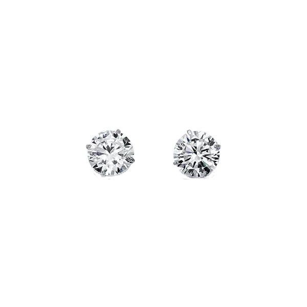 14K White Gold Round 6mm CZ Stud Earrings