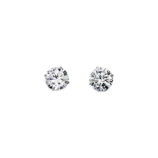 14K White Gold Round 6mm CZ Stud Earrings