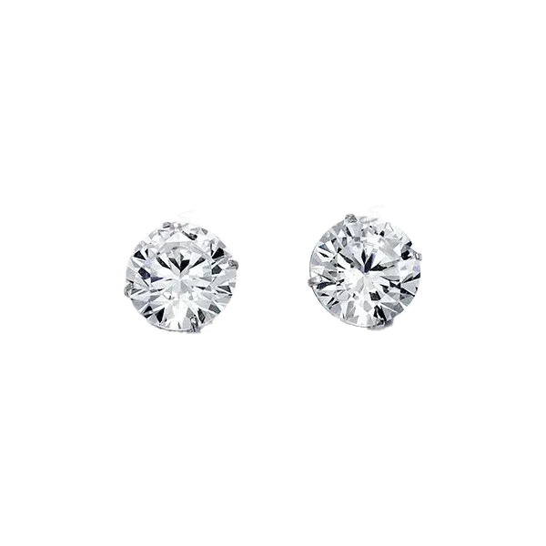 14K White Gold Round 8mm CZ Stud Earrings