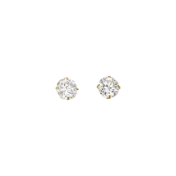 14K Yellow Gold Round 5mm CZ Stud Earrings