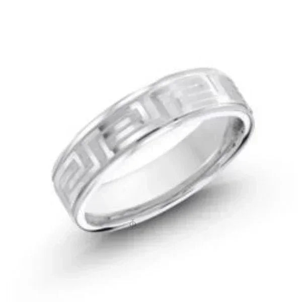 Sterling Silver Men's 6mm Greek Key Wedding Band