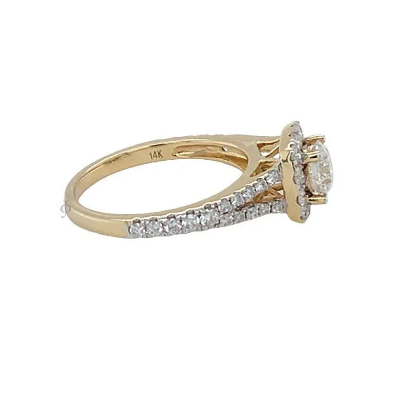 14K White Gold 1.50TDW Diamond Solitaire Engagement Ring with Cushion Halo