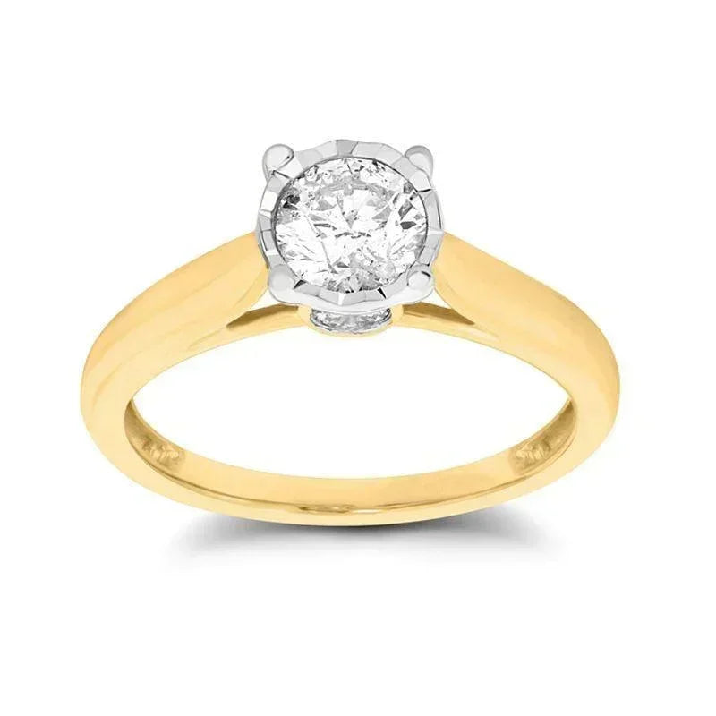 Elegant 10K Yellow Gold and 0.10TDW Diamond Promise Ring with 4-Prong Setting