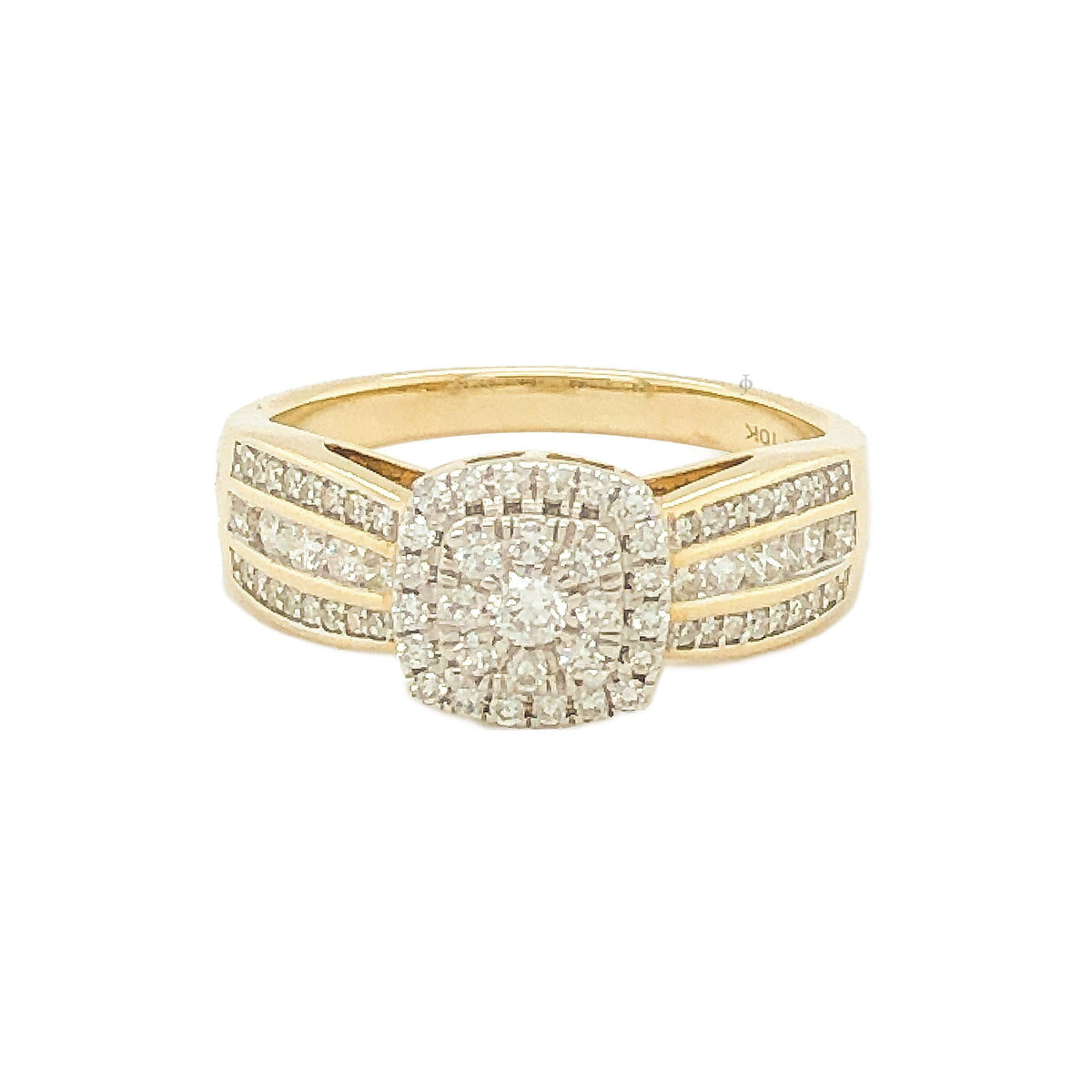 10K Yellow Gold 0.50TDW Diamond Double Halo Engagement Ring