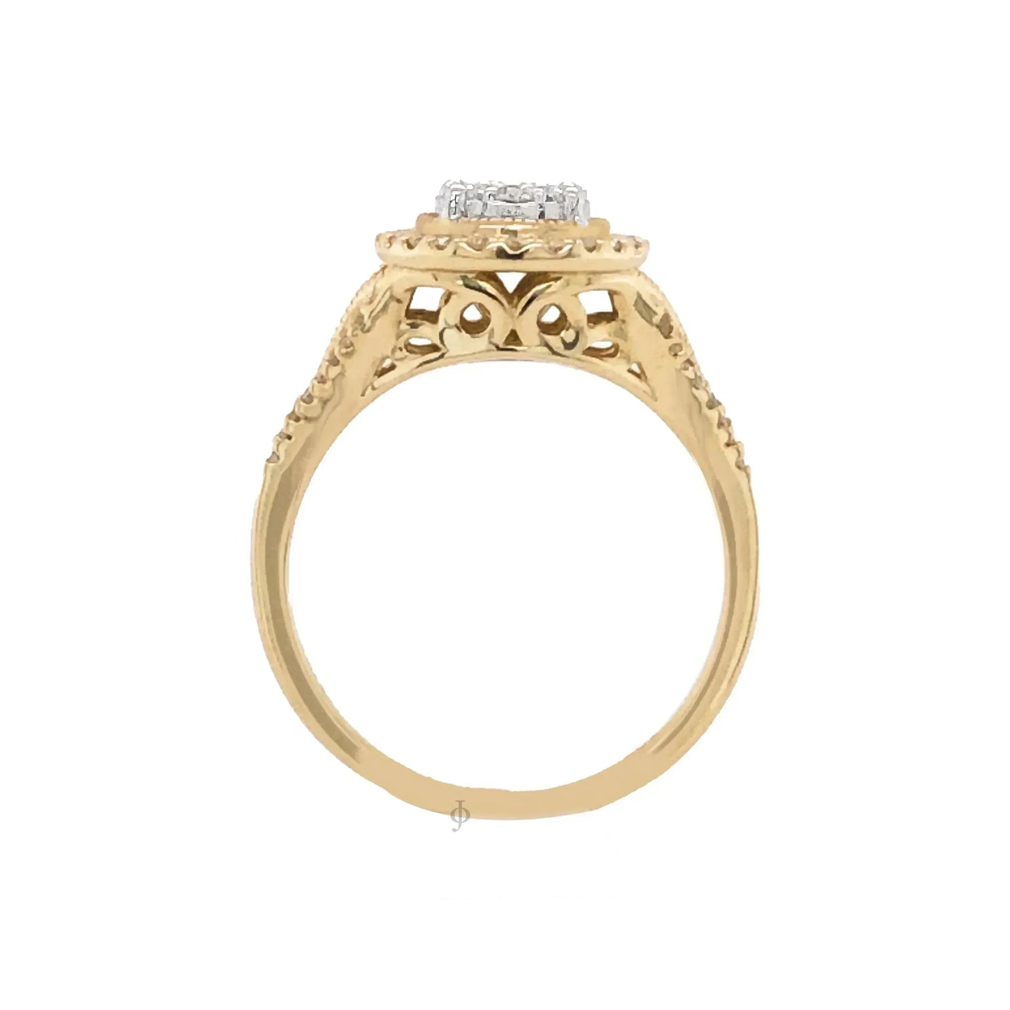 10K Yellow Gold 0.50TDW Diamond Illusion Centre Halo Wedding Set
