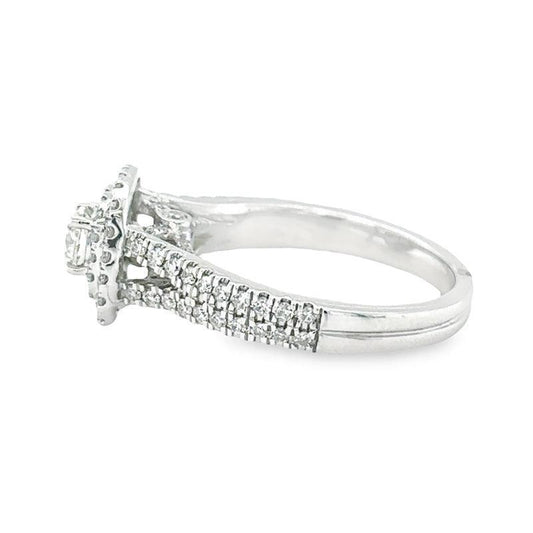 14K White Gold Diamond Engagement Ring with 1.00 Total Diamond Weight