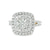 1.00TDW Round Diamond Halo Engagement Ring with Floral Center in 10K Yellow Gold