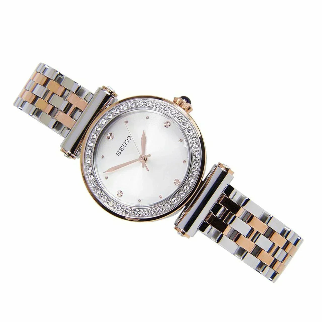 Seiko Quartz Two-Tone Rose Gold Watch with Crystals Women's Watch SRZ466