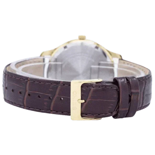 Seiko Brown Leather Quartz Men's Watch SUR226