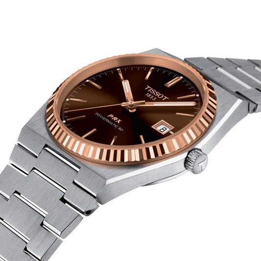 Tissot PRX Powermatic 80 Steel & 18K Gold Automatic Men's Watch T9314074129100