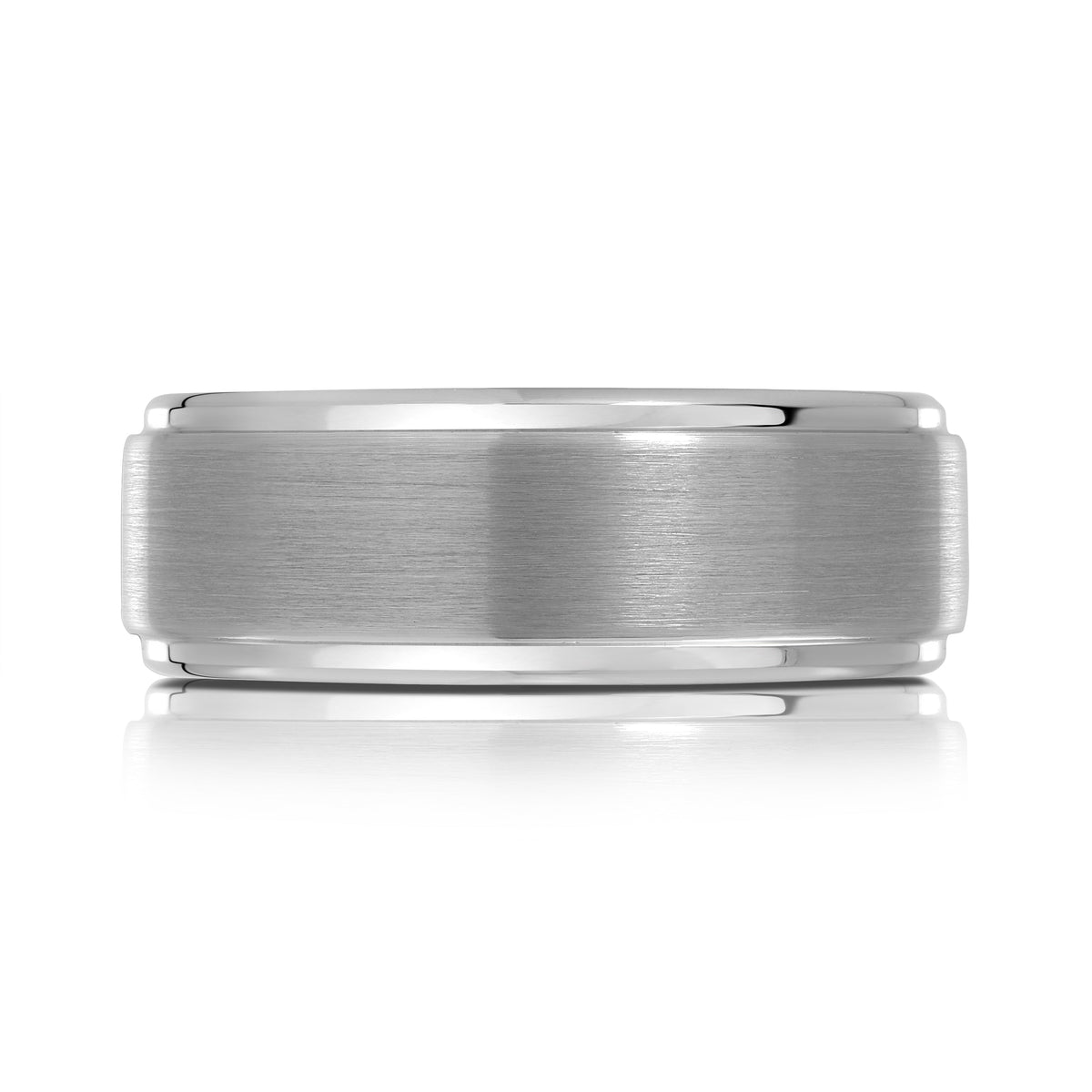 8mm Grey Brushed Step Wedding Band made of Tungsten
