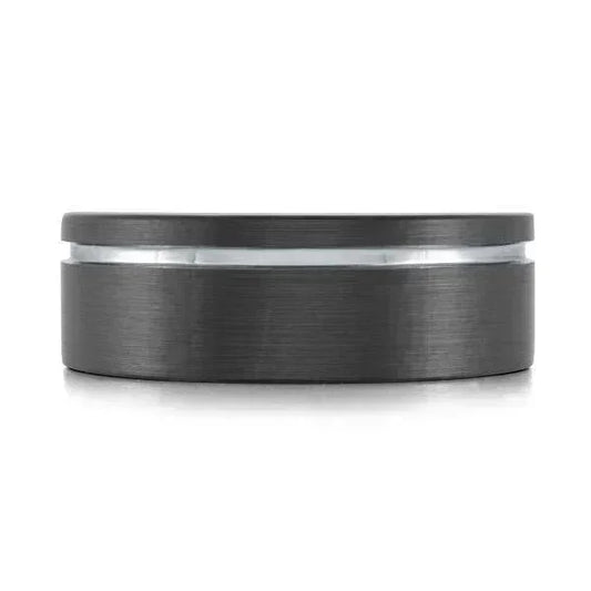 8mm Black Tungsten Carbide Wedding Band with Satin Finish