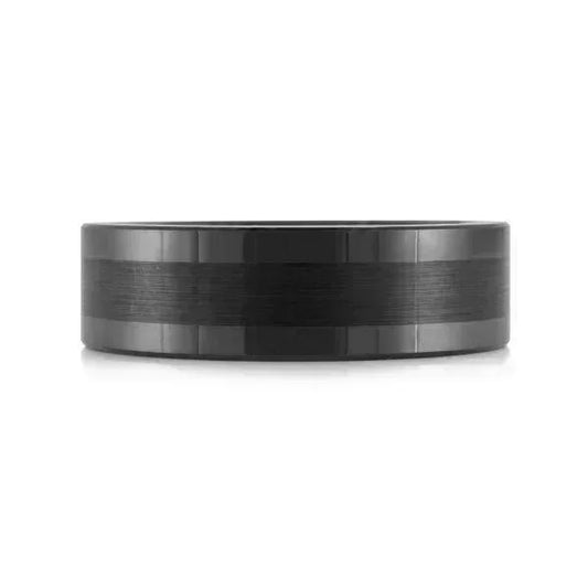 7mm Black Tungsten Carbide Wedding Band with Brushed Finish
