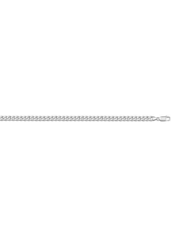 10, 14 Karat White Gold Flat Beveled Curb Link 2.7 mm Italian Bracelet