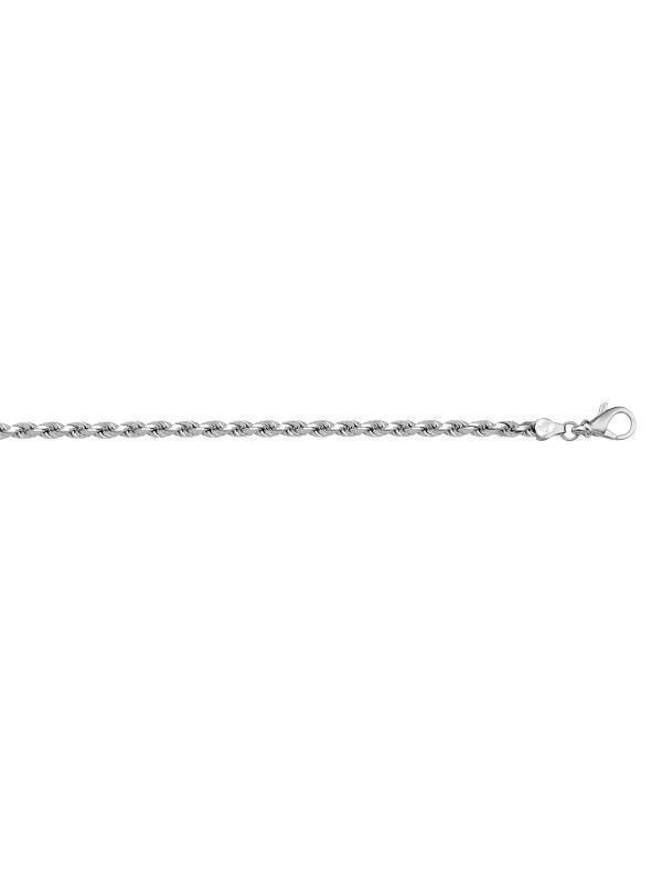14 Karat White Gold Solid Diamond Cut Rope 1.8 mm Italian Bracelet
