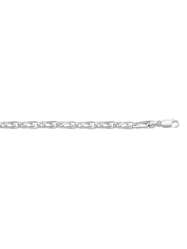14 Karat White Gold Tiger Eye 3.0 mm Italian Bracelet