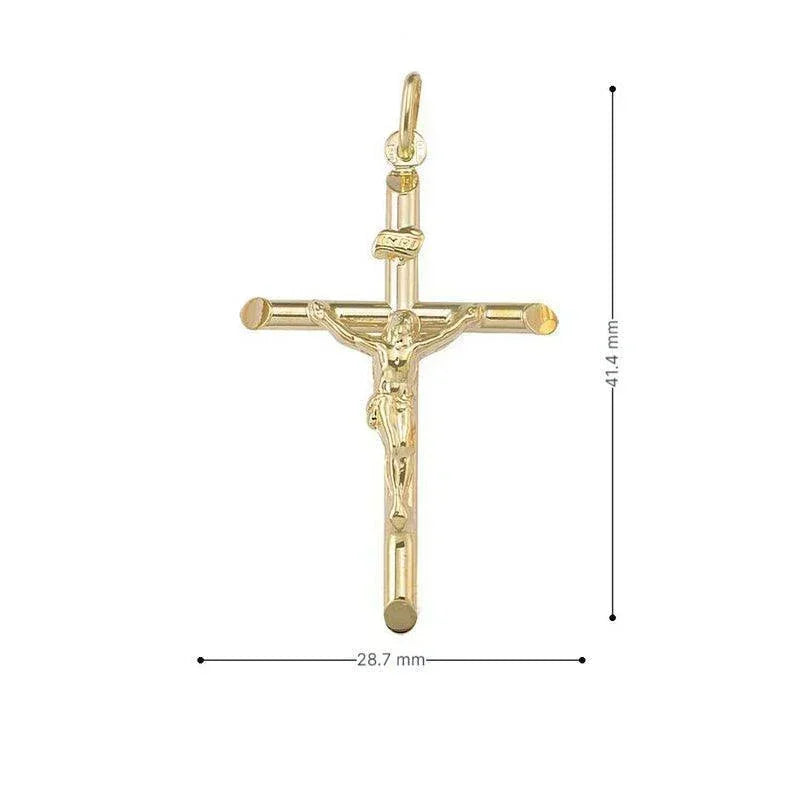 10k,14k,18k Karat Yellow Gold Religious Italian Cross with Crucifix