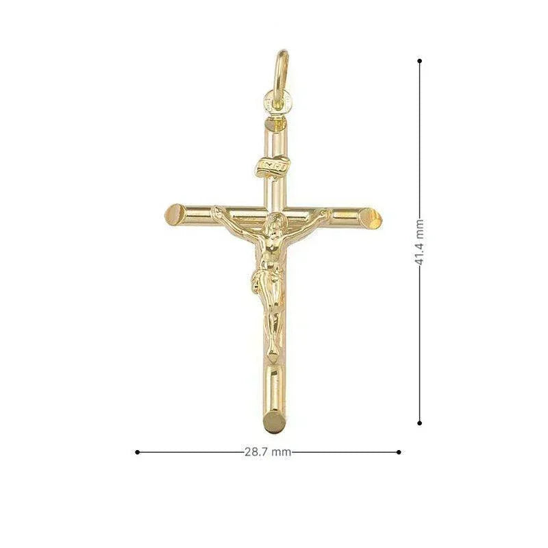 10k,14k,18k Karat Yellow Gold Religious Italian Cross with Crucifix