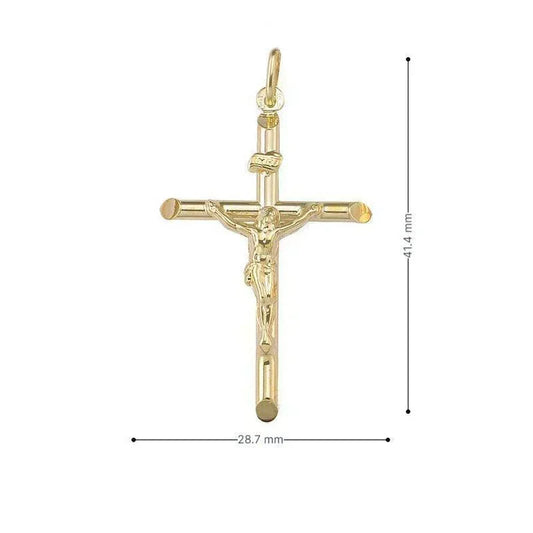 10k,14k Karat Yellow Gold Religious Italian Cross with Crucifix