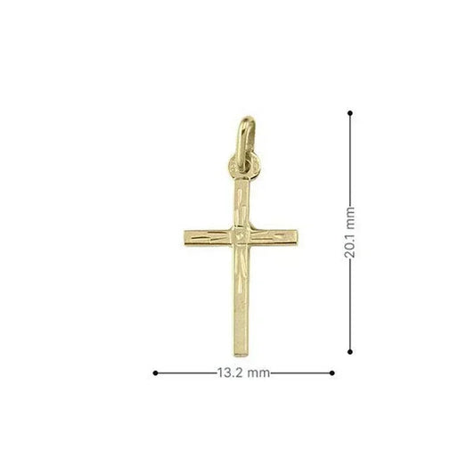 10k, 14k, 18k Yellow Gold Flat Modern Cut Cross Pendant