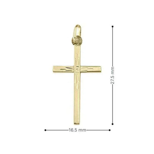 10k, 14k, 18k Yellow Gold Flat Italian Modern Cross Pendant