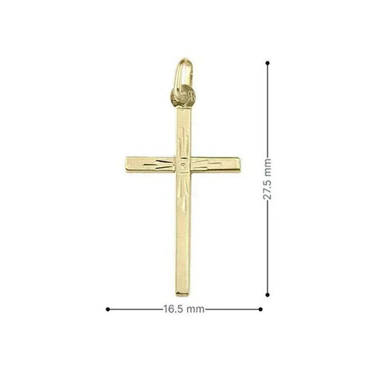 10k, 14k, 18k Yellow Gold Flat Italian Modern Cross Pendant