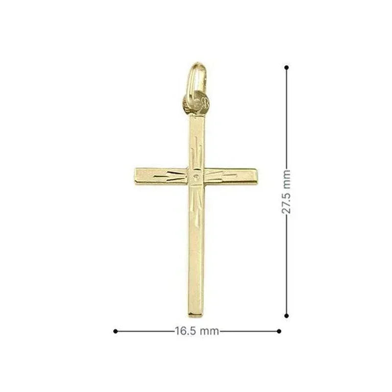 10, 14, 18 Karat Yellow Gold Flat Italian Modern Cross Pendant