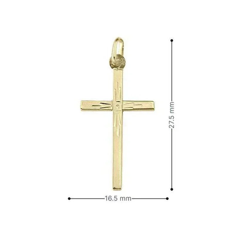 10, 14, 18 Karat Yellow Gold Flat Italian Modern Cross Pendant
