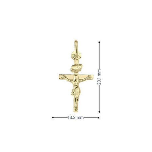 10k, 14k, 18k Yellow Gold Flat Religious Classic Italian Cross with Crucifix