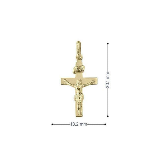 10k, 14k, 18k Yellow Gold Flat Religious Italian Cross with Crucifix