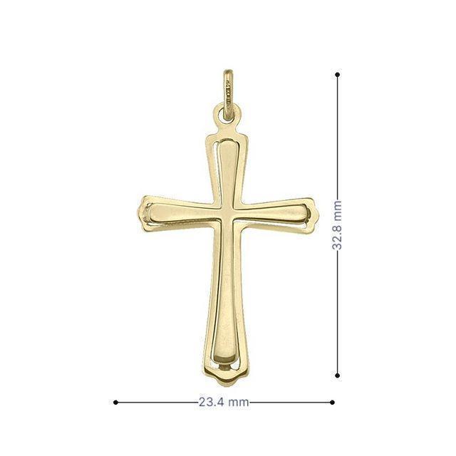 10k, 14k, 18k Yellow Gold Flat Religious Classic Italian Cross in Cross Pendant