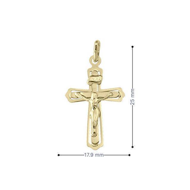 10k, 14k, 18k Yellow Gold Religious Classic Italian Cross in Cross Pendant with Crucifix