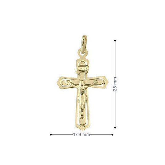 10k, 14k, 18k Yellow Gold Religious Classic Italian Cross in Cross Pendant with Crucifix