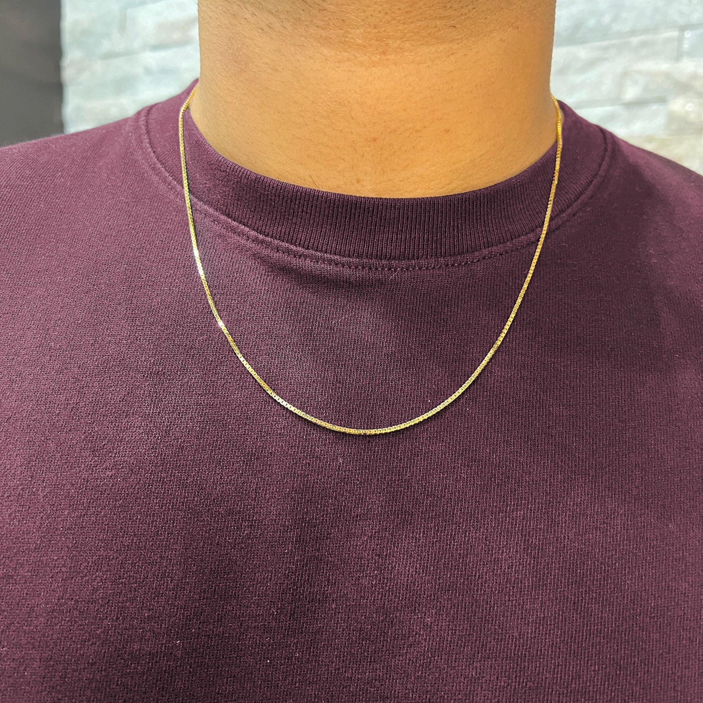 10k, 14k Yellow Gold Solid Box Link 1.9 mm Italian Chain