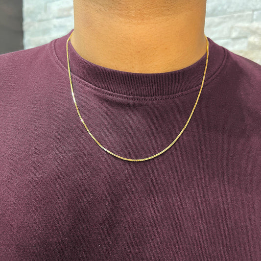 10k, 14k Yellow Gold Solid Box Link 1.9 mm Italian Chain