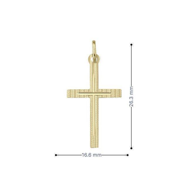 14 Karat Yellow Gold Religious Italian Cross in Cross Pendant