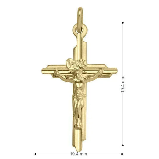 14k Yellow Gold Religious Classic Italian Cross with Crucifix