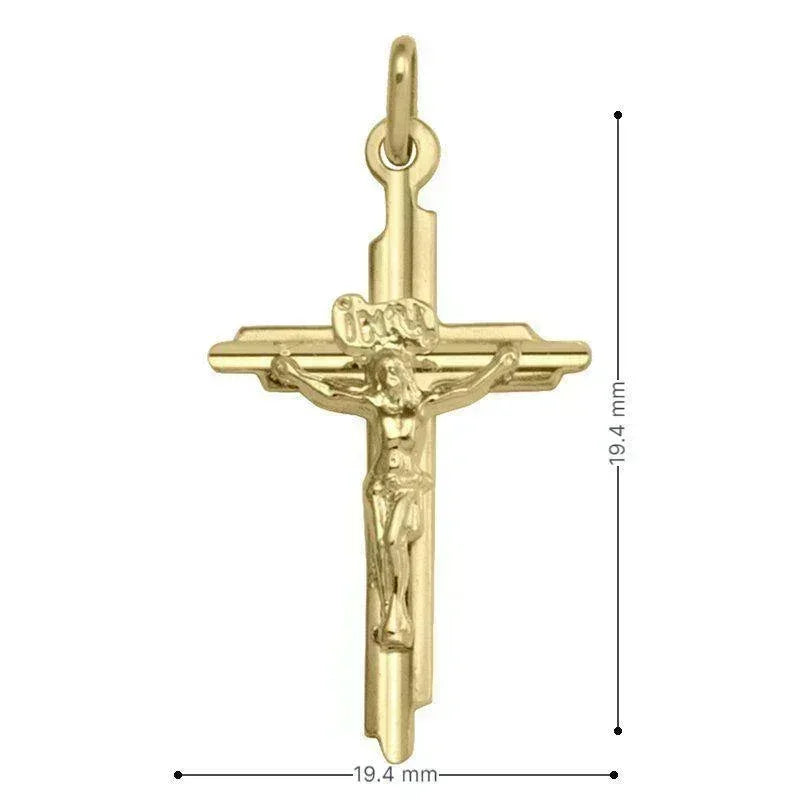14k Yellow Gold Religious Classic Italian Cross with Crucifix