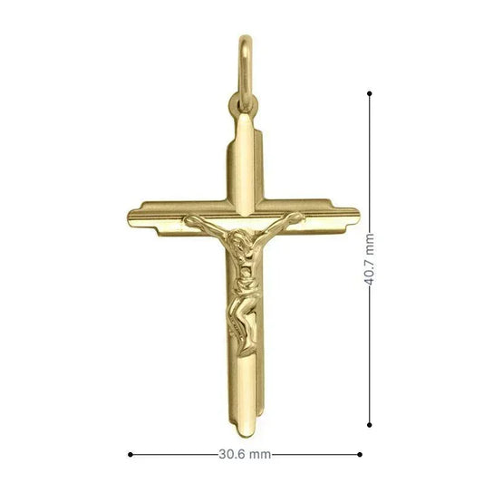 14k Yellow Gold Religious Classic Italian Cross with Crucifix