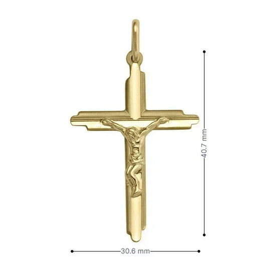 14k Yellow Gold Religious Classic Italian Cross with Crucifix