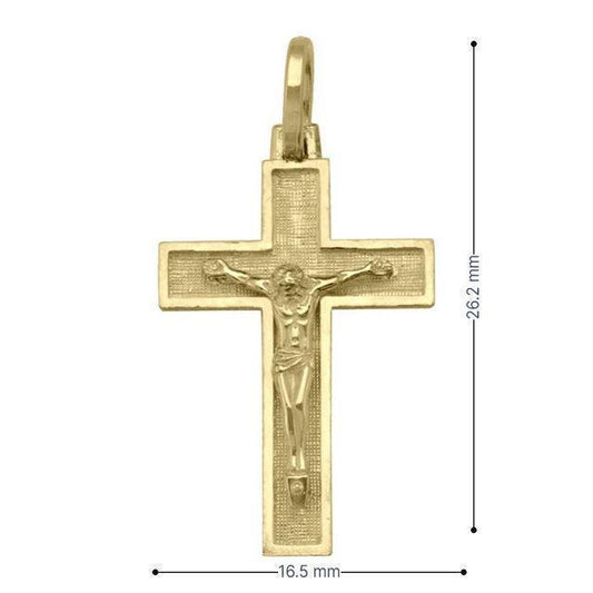10k, 14k, 18k Yellow Gold Religious Italian Cross With Crucifix