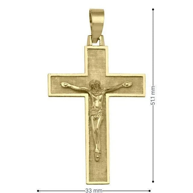 10k, 14k, 18k Yellow Gold Religious Italian Cross with Crucifix