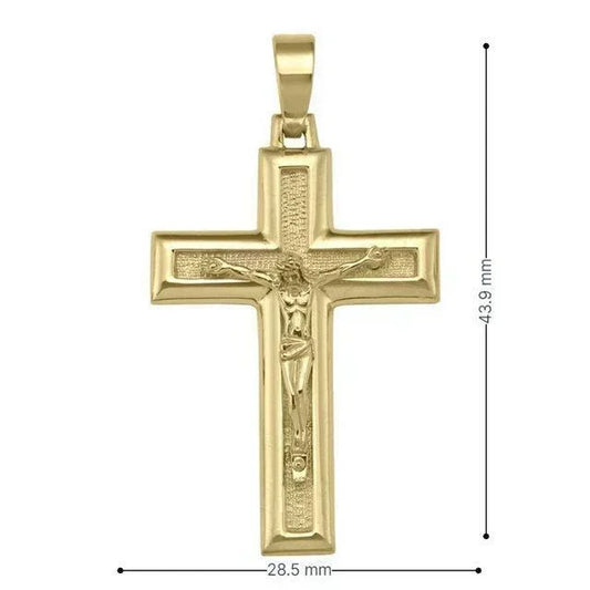10k, 14k, 18k Yellow Gold Religious Italian Cross with Crucifix