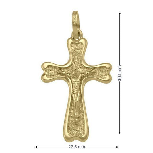 10k, 14k, 18k Yellow Gold Solid Religious Italian Cross with Crucifix