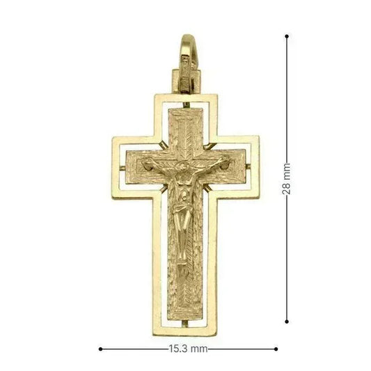 10k, 14k, 18k Yellow Gold Solid Religious Italian Cross in Cross with Crucifix