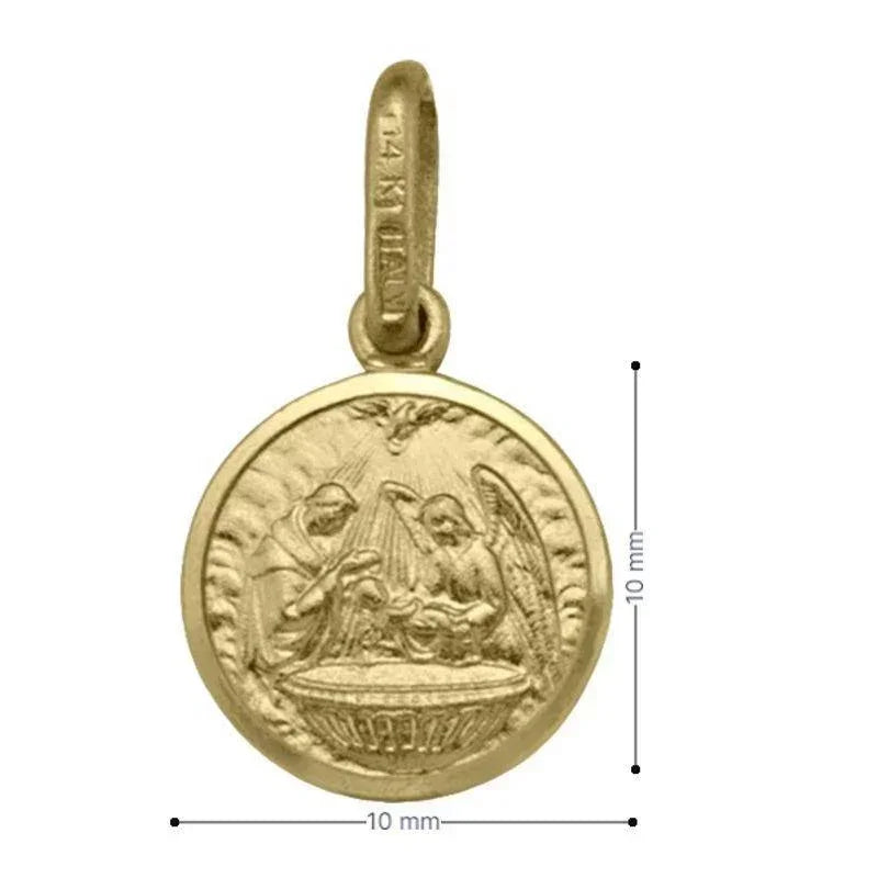 10, 14, 18 Karat Yellow Gold Solid Baptism Medalion