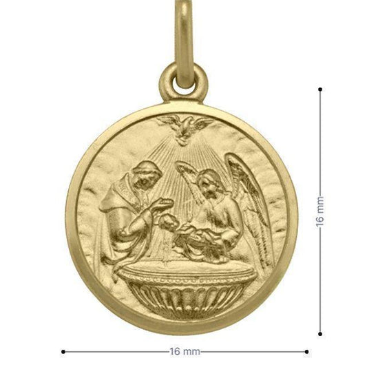 10, 14, 18 Karat Yellow Gold Solid Baptism Medalion